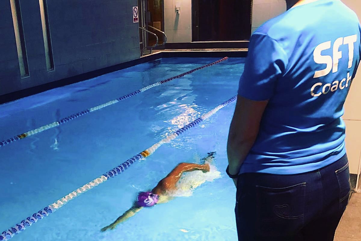 Swim for Tri 1-2-1 coaching training image with central snorkel